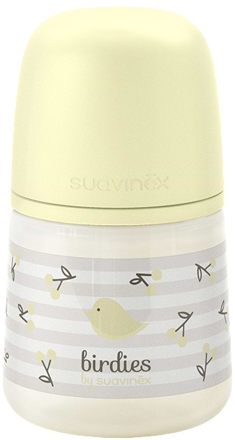 Пляшка для годування Suavinex 150 мл фізіологічна соска повільний потік Birdies бежева (309103)